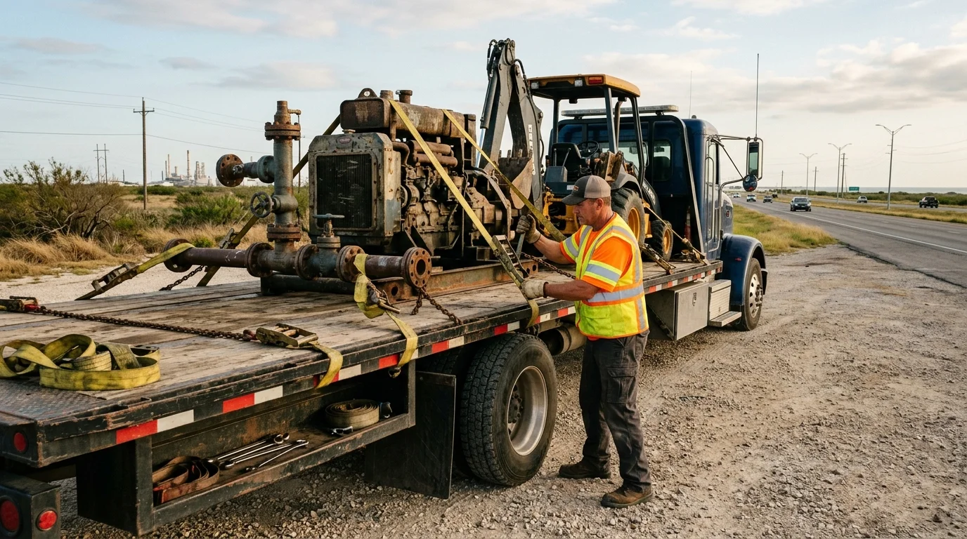 A flatbed loaded for a long-distance run out of Corpus Christi