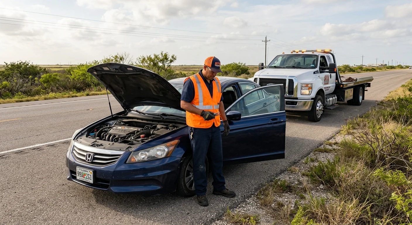 A tow operator decides whether to fix or tow a car roadside